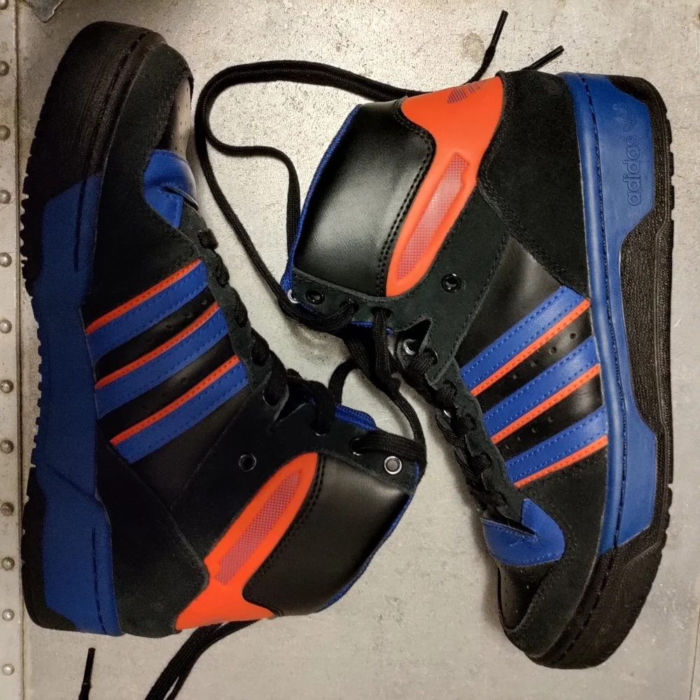 Adidas Patrick Ewing 8.5 hi-top basketball sneakers leather suede blue orange - Picture 9 of 15
